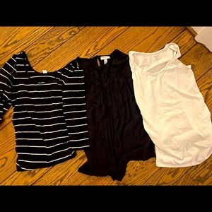 Bundle of 3 xs maternity shirts. liz Lange, motherhood maternity and old navy